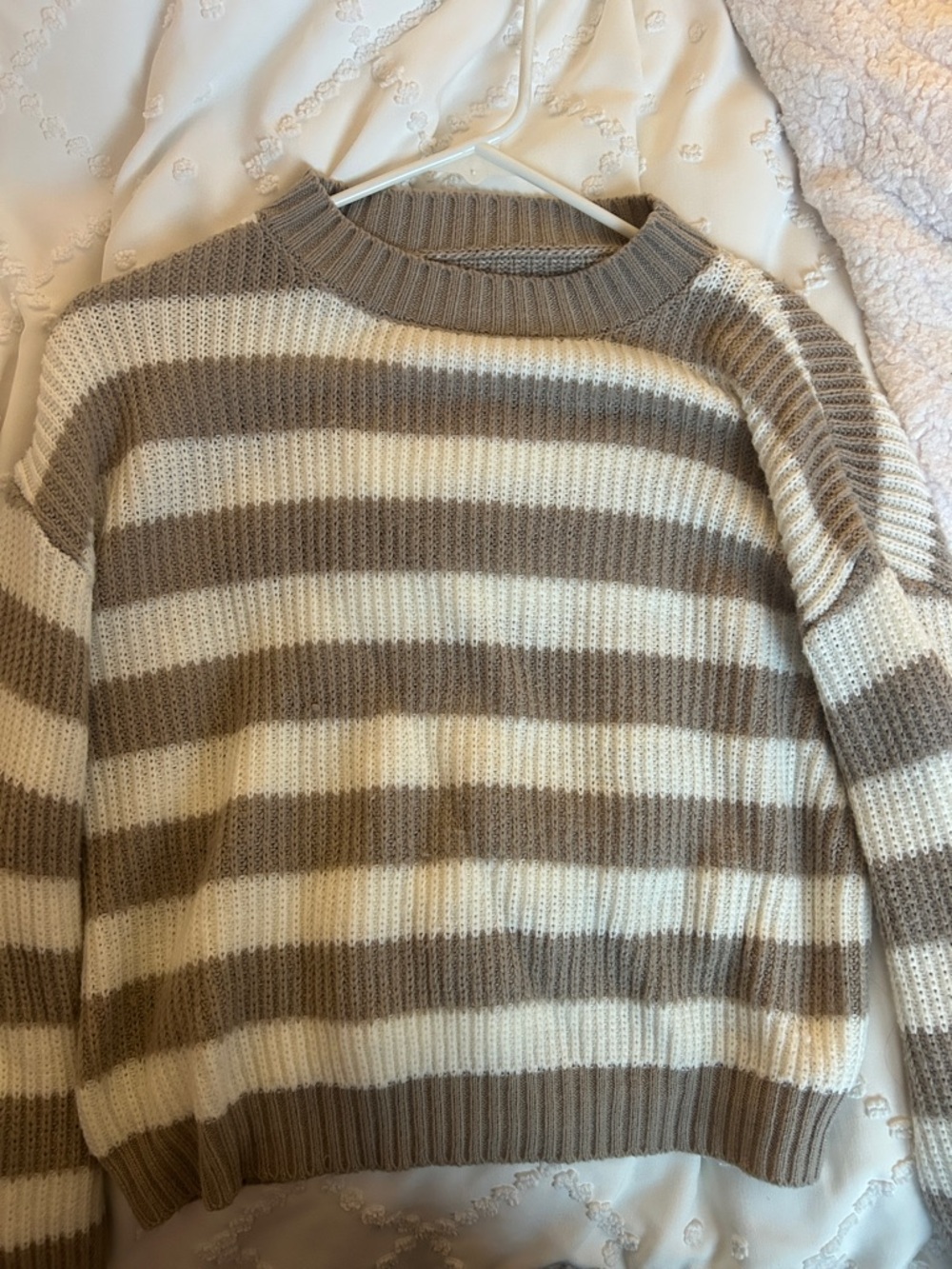 Brown and white striped sweater